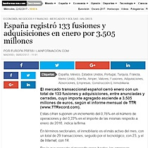 Espaa registr 133 fusiones y adquisiciones en enero por 3.505 millones